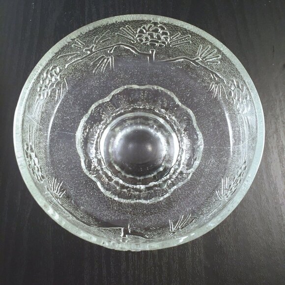 2 Tiara Ponderosa Pine Individual Salad Bowls Footed Pine Cones Indiana Glass In - Picture 3 of 10